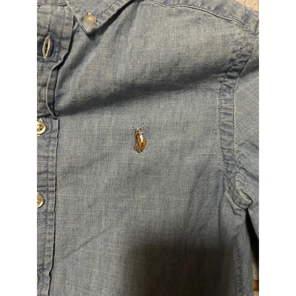 Ralph Lauren Kids Light Blue Cotton Chambray Button Down Shirt Size 8 S/P